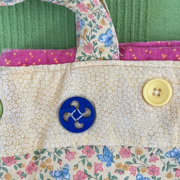 Floral Tote Bag with Colorful Buttons - Picture 8 of 9